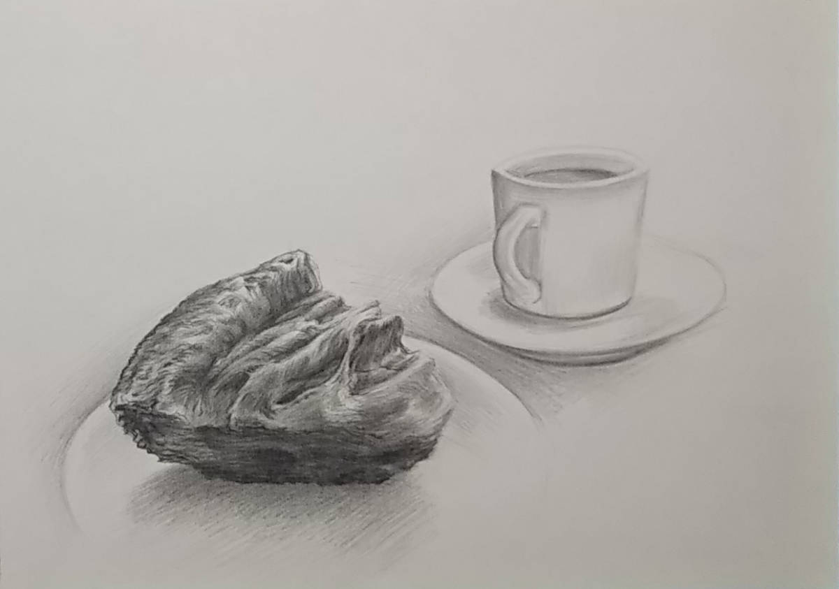 鉛筆画 真作 「アップルパイ Pa-A-1」 九利多 祐志 作 サイズ A4 h210 x w 297 mm※額縁は付いていません。拍卖