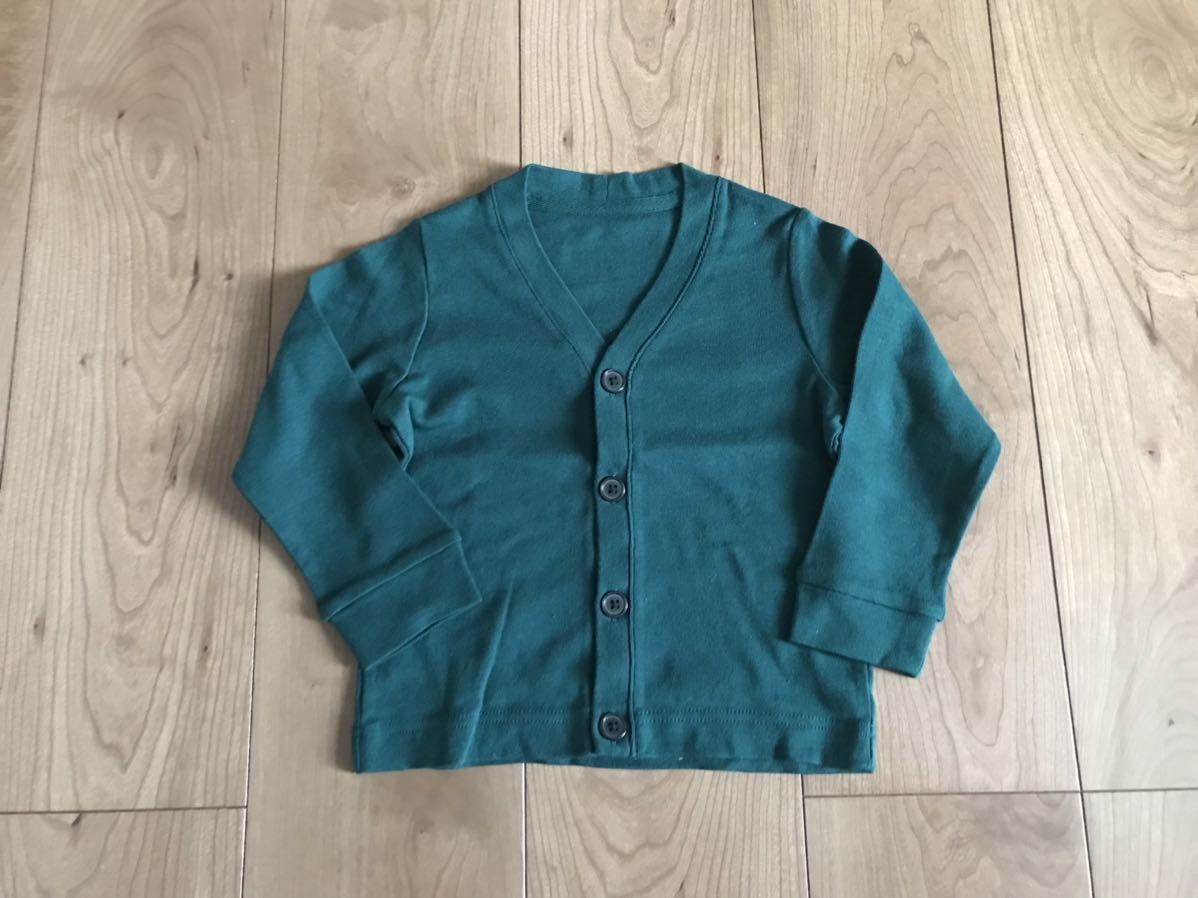 美品 ユニクロ コットンVネックカーディガン グリーン 90センチ拍卖