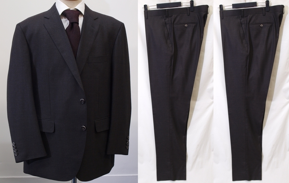 ◇処分秋冬K6/KB6-T170-180-W105/濃茶ブラウン無地/2パンツ/ノータック段返り3ボタンスーツレギュラービジネス大きいサイズ新品即決拍卖