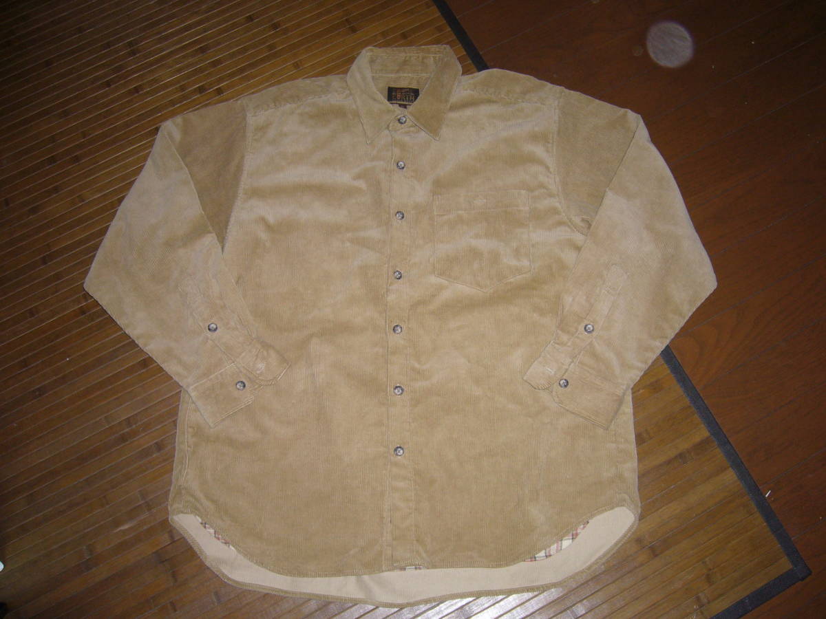 752-77♂:EAGLE EARTH イーグルアース ワイドウエール コーデュロイ 長袖裏地付きアウターシャツ キャンプ アウトドア 色.茶 size.M拍卖