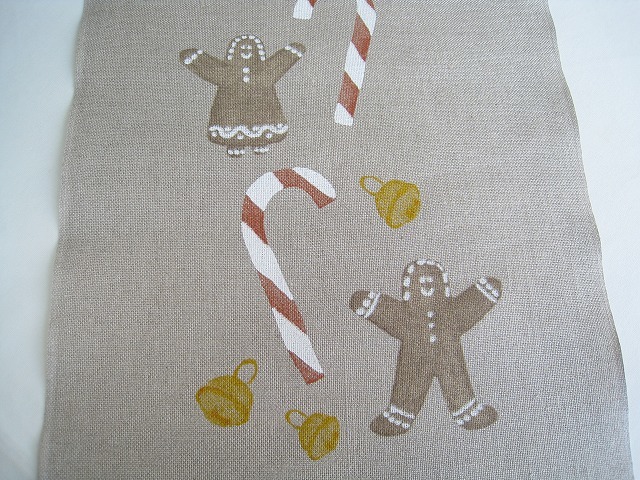 ドイツ製リネンバンド 幅28cm 刺繍用麻布 キャンディケイン柄 麻布 リネン生地拍卖