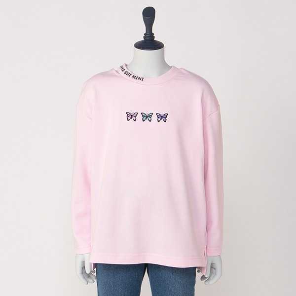 【新品】ANNA SUI mini(アナスイミニ)蝶刺繍 裏毛 Tシャツ 140拍卖