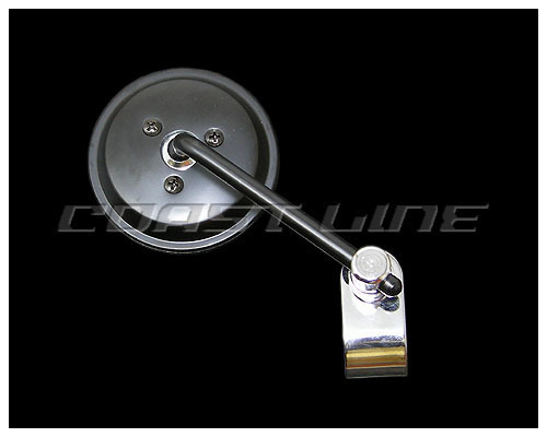 N001023ショートステムラウンドミラー3インチクランプ付/黒拍卖