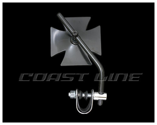 N006276左右兼用ショートステムクロスミラークランプ付/ブラック拍卖