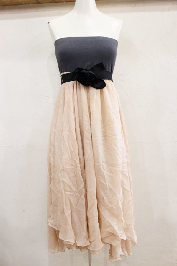 2032★MARC JACOBS/マークジェイコブス アシンメトリーデザイン切替シルクベアワンピ パーティードレス レディース サイズ6 リボン付き ★拍卖