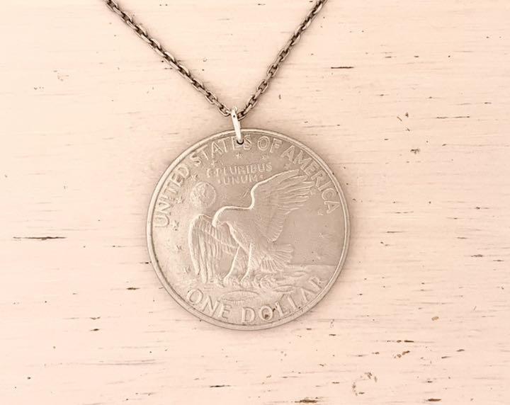 本物アメリカ アイゼンハワー大統領 1ドル硬貨 コインペンダントトップ イーグル 直径約3.8cm 送料140円拍卖