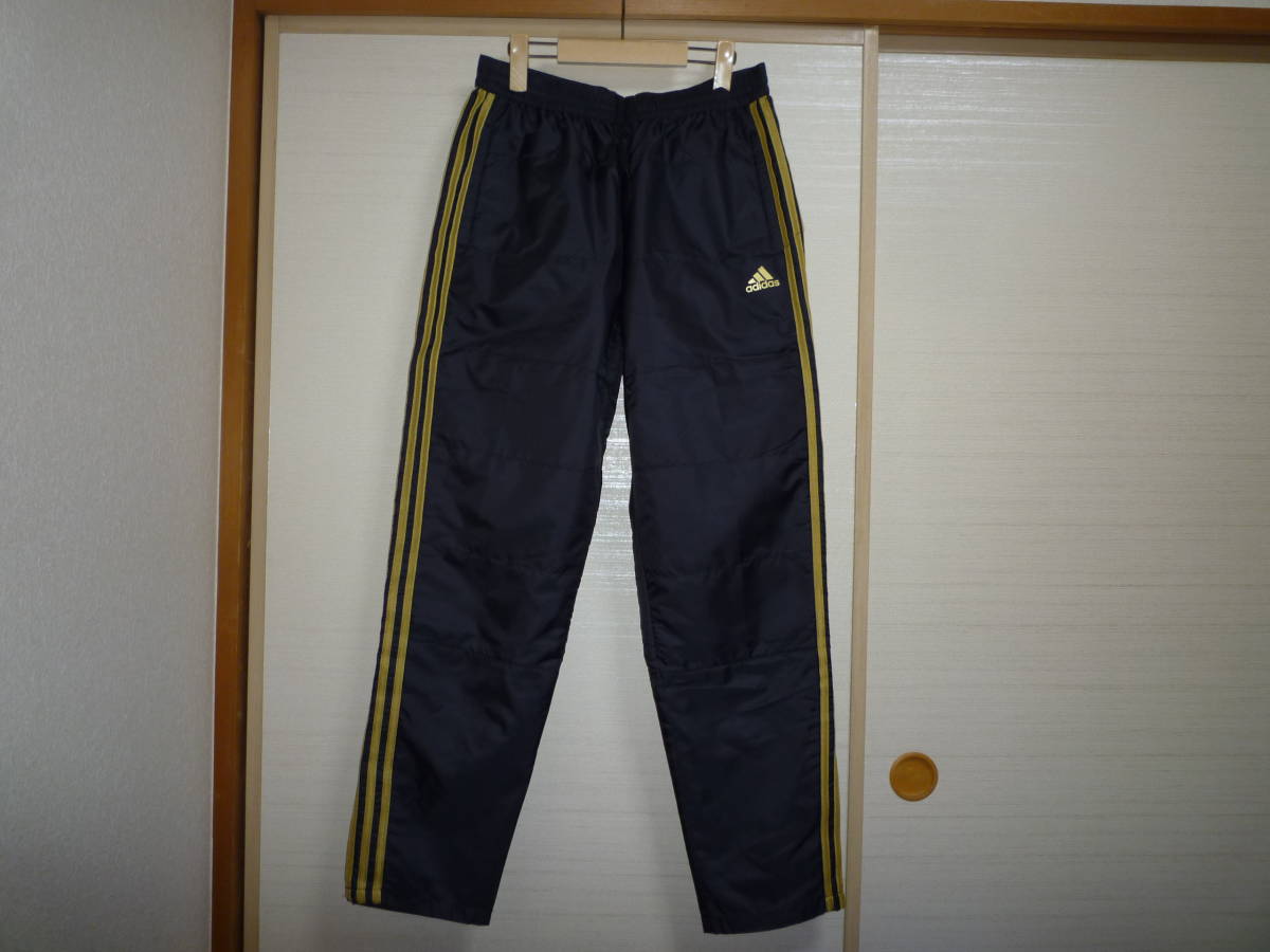 アディダス 中綿ナイロンパンツ黒×金 Oサイズ拍卖
