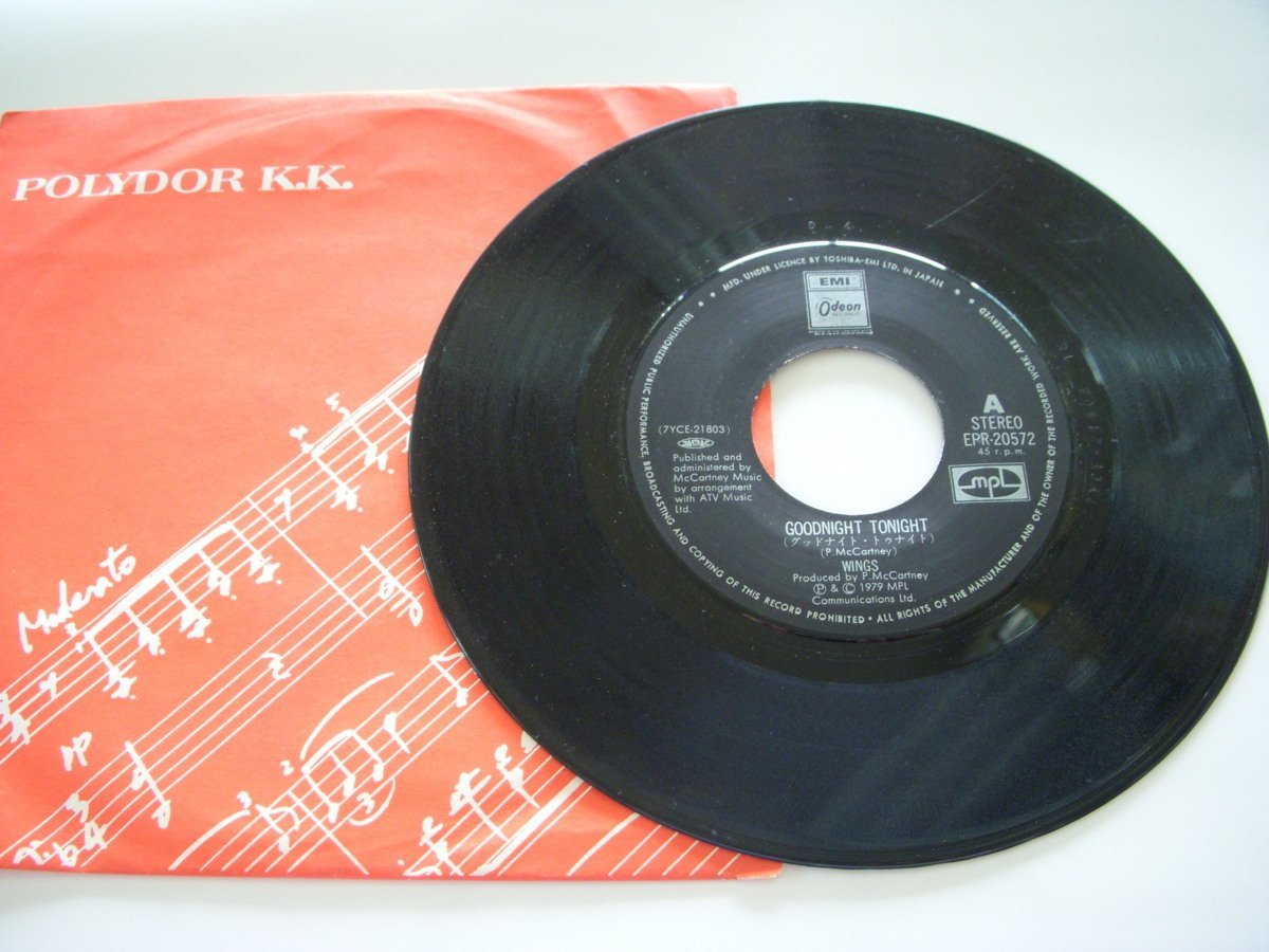 ★とちぎ屋!1979年【WINGS GOODNIGHT・TONIGHT(ウイングス グッドナイト・トゥナイト)】シングル盤レコード★拍卖