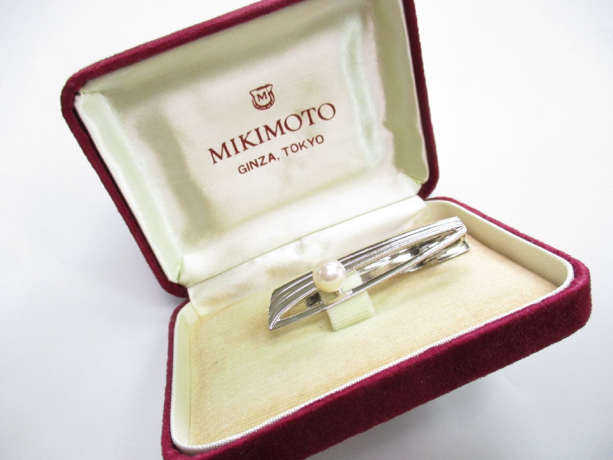 ★とちぎ屋!【銀座 MIKIMOTO】ミキモト SILVER製&本真珠付 タイピン 清楚で優雅な逸品!★拍卖