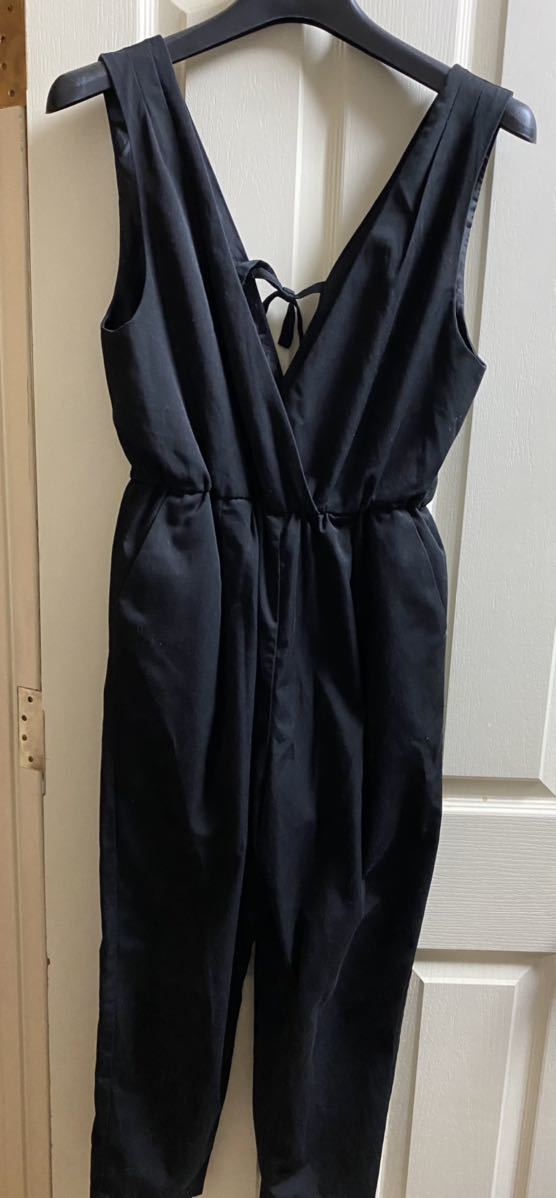 1341☆E hyphen world gallery☆黒サロペット オールインワン☆サイズF中古拍卖