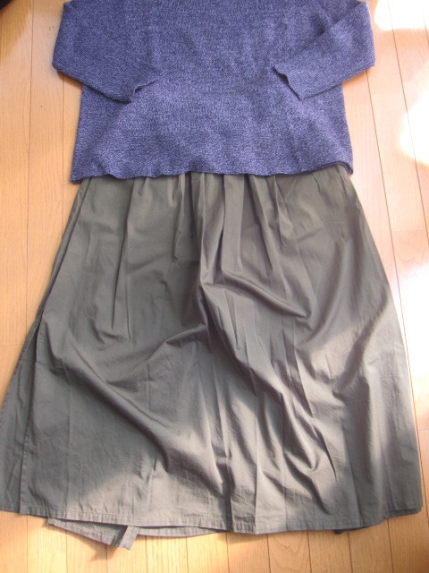 重ね履き風の使えるデザイン!! ダイアリーズDIARIES オシャレなスカート&パンツ カーキ/ 着用1.2回のみ・着用感ない美品/形もきれい拍卖