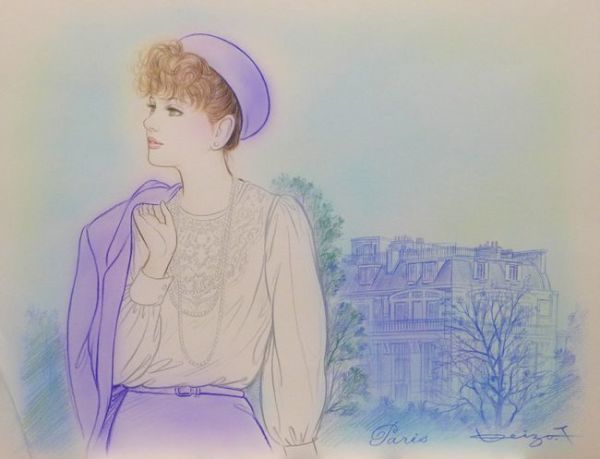☆☆原画 デッサン 塚本 馨三  「パリ」拍卖