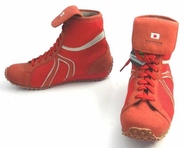 訳有YAKPAKヤックパックゴツかわハイカットスニーカー23.5赤730拍卖
