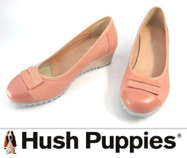 ハッシュパピー レディース 新品 83%OFF 訳☆軽量 ウェッジパンプス ラウンドトゥ コーラルピンク 23cm EE *A0892 ☆HushPuppies拍卖