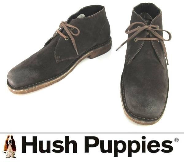 ハッシュパピー メンズ USED☆メンズブーツ 本革スエード チャッカブーツ デザートブーツ 紳士靴 25.5cm 茶 *A0842☆HushPuppies拍卖