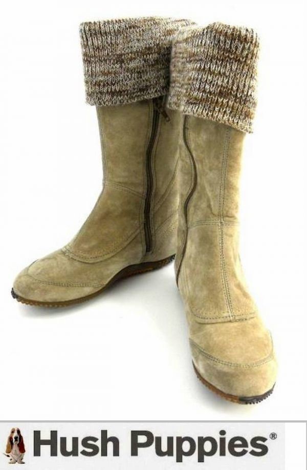 送料無料 ハッシュパピー 新品67%OFF訳☆本革スエード ロングブーツ ニット 2way ジョッキーブーツ BG 22.5cm☆HushPuppies☆503909BG225拍卖