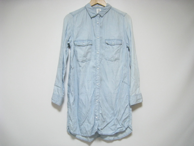 H&M エイチアンドエム トップス デニム シャツ 長袖 ロング丈 青 ブルー サイズ EUR 40 US 10 CA 10 CN 170/92A MX 10拍卖