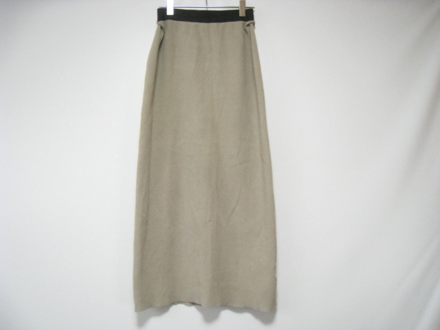 NATURAL BEAUTY BASIC ナチュラルビューティーベーシック ボトムス スカート ロング丈 スリット ウエストゴム ベージュ Mサイズ拍卖