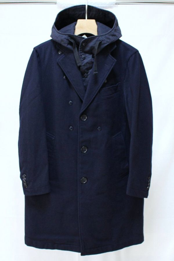 16AW Engineered Garments エンジニアードガーメンツ Chester Coat 20oz Melton フード付き チェスター コートXS 紺拍卖