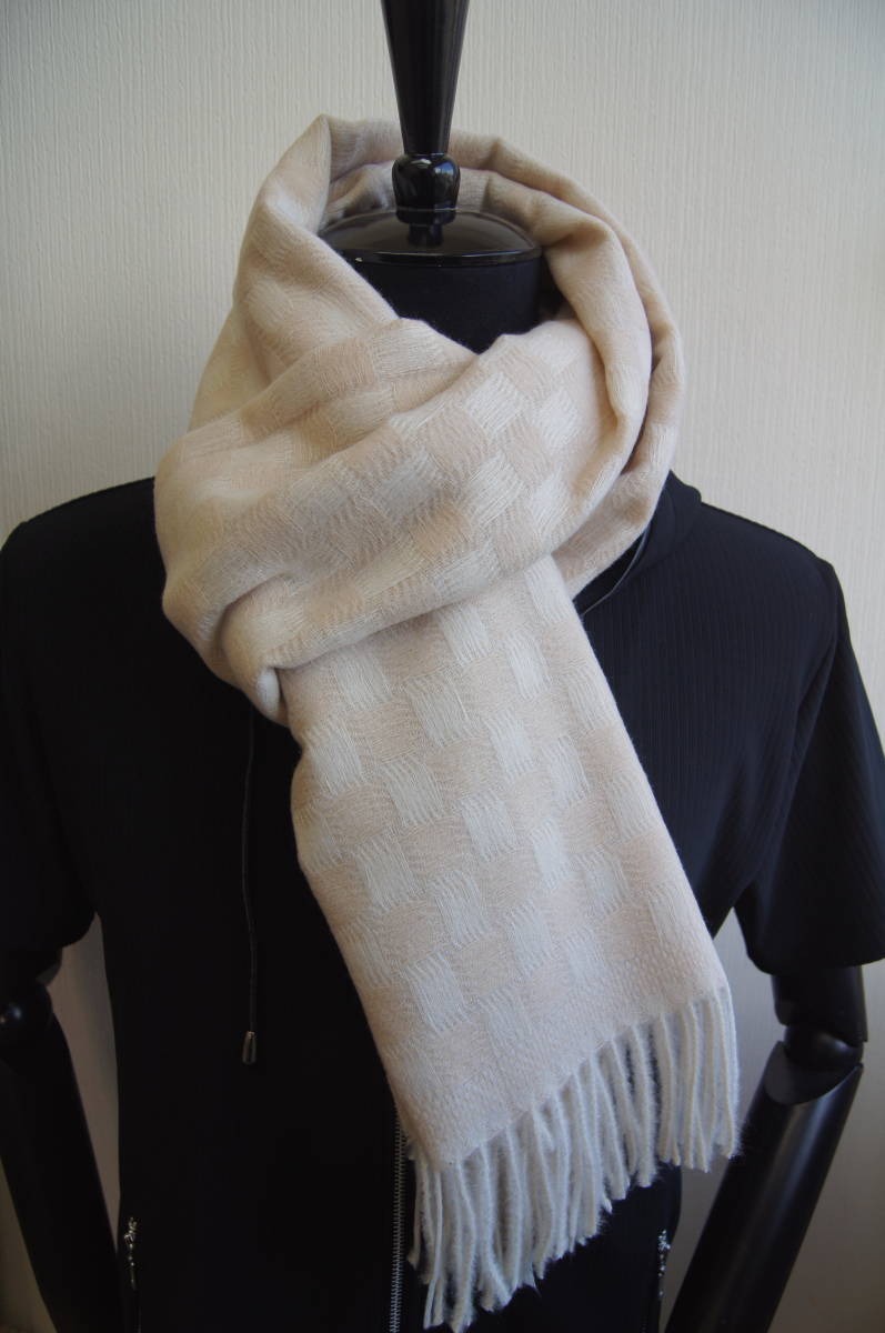 ◆カシミア100%英国”19NewDMチェック”新色パールベージュ〇*:..azu00men拍卖