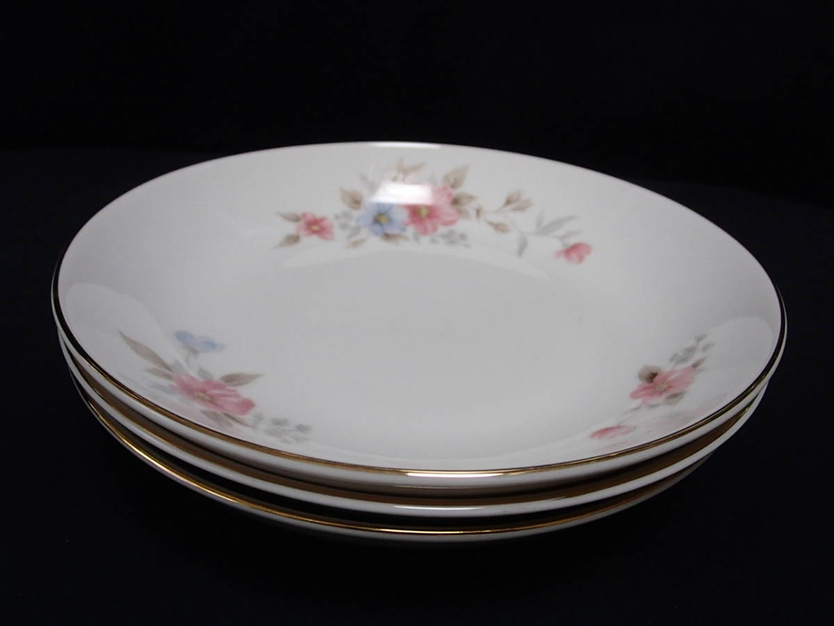 【NARRUMI CHINA】ナルミ チャイナ【Rosemarie】ローズマリー(旧刻印)(昭和レトロ)(ヴィンテージ)スープ皿・・・3枚・・・19cm拍卖