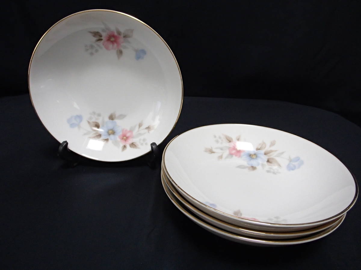 【NARRUMI CHINA】ナルミ チャイナ【Rosemarie】ローズマリー(旧刻印)(昭和レトロ)(ヴィンテージ)サラダ皿4枚・・・13.8cm拍卖