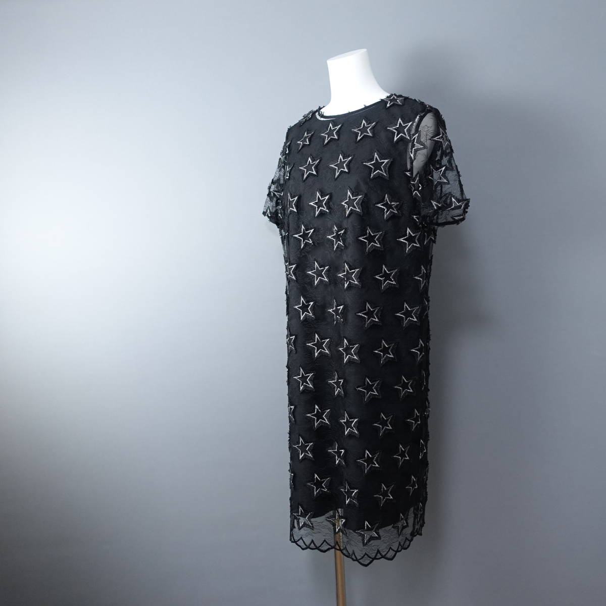 定価44,000円☆美品☆GRACE CONTINENTAL Diagram/グレースコンチネンタルダイアグラム/38//星柄/スターチュールワンピース/ブラック/黒拍卖