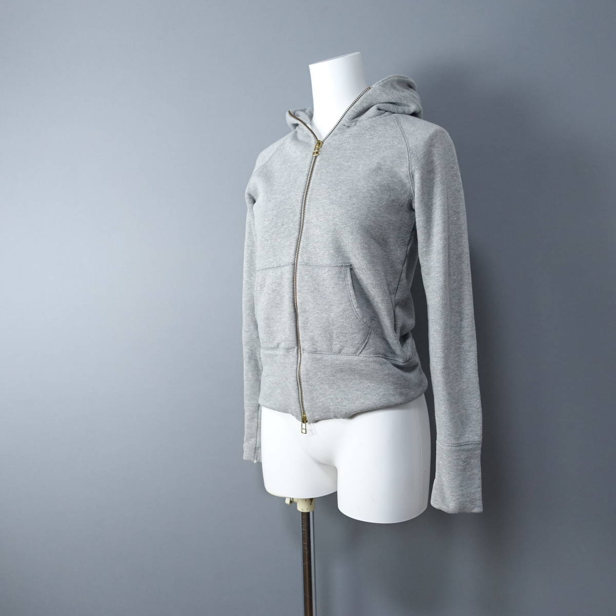 allureville/アルアバイル/2/日本製/ダブルジップパーカーカットソー/グレー/トップス/レディースM相当拍卖