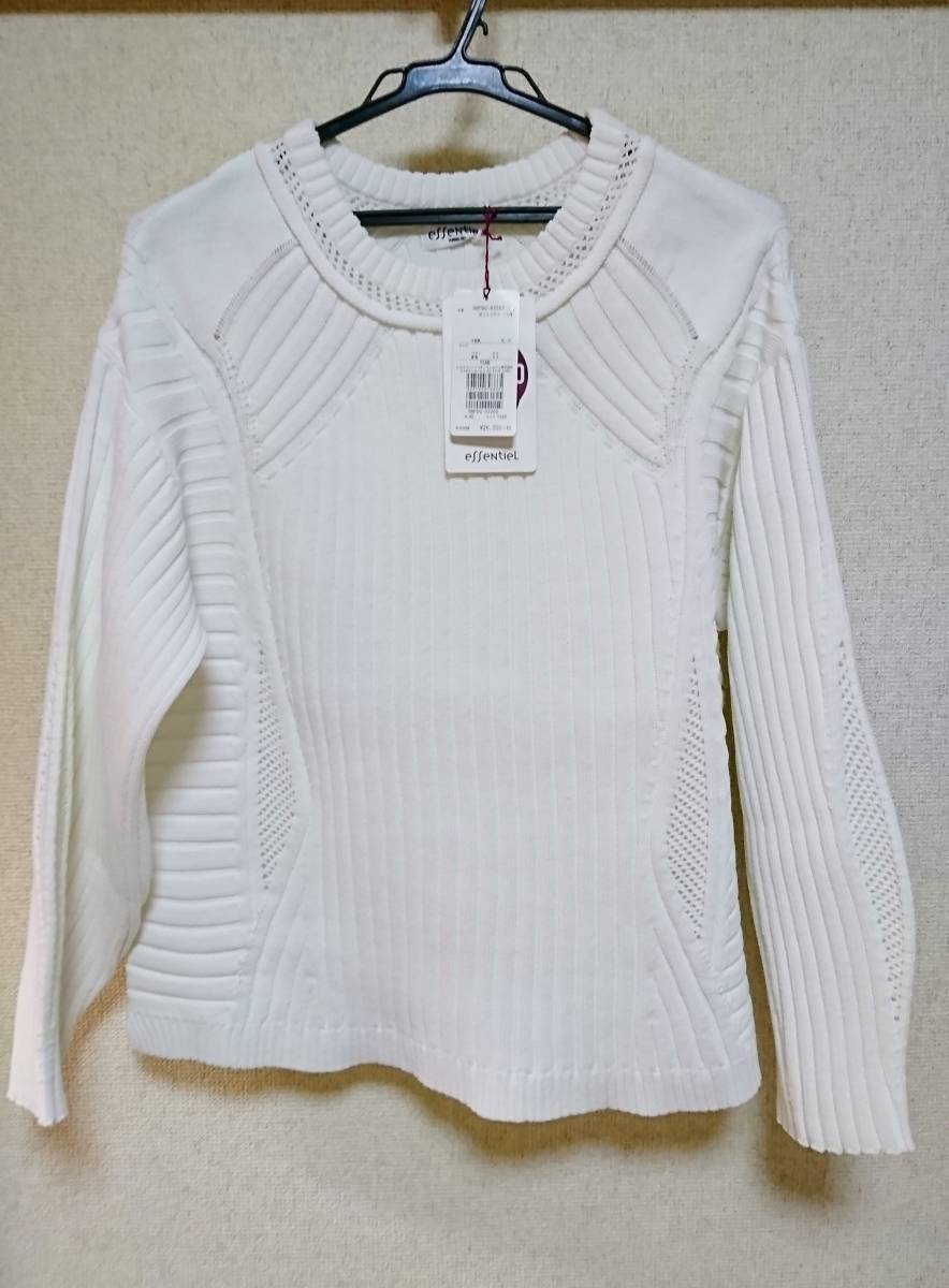 送料無料!☆半額以下☆新品未使用タグ付28,600円HIROKOBIS GRANDEヒロコビスグランデ長袖ニット白セーター大きいサイズ15号/イトキン拍卖