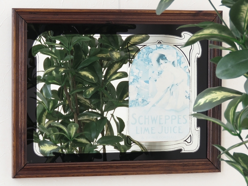 《セール品》シュウェップス/Schweppes/ビンテージミラー/ヴィンテージミラー/壁掛け鏡/店舗什器/ディスプレイ/インテリア雑貨/A-4450-11拍卖