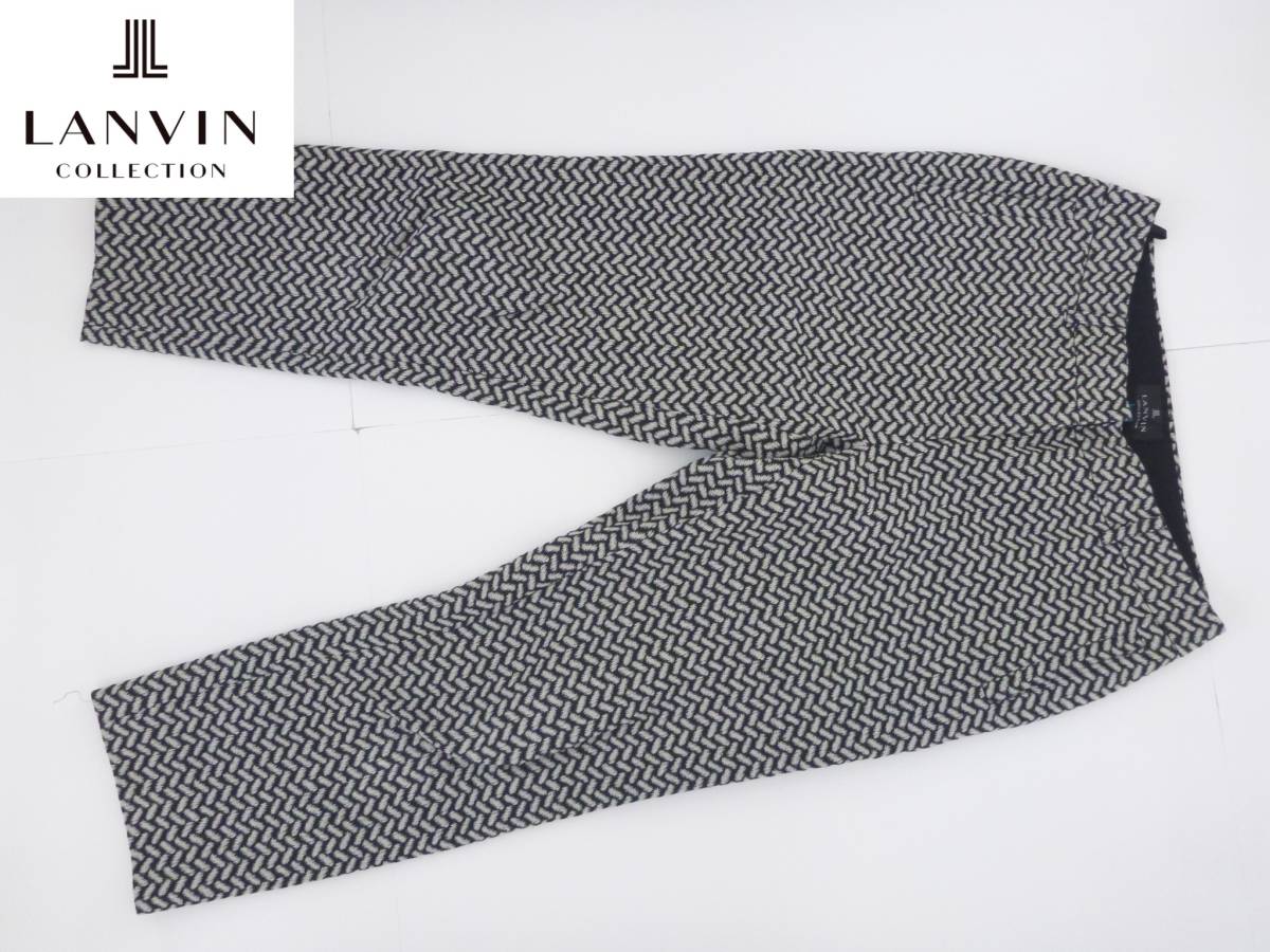 3.9万 美品 ランバン(LANVIN collection) ★黒×グレー 7分丈 パンツ 36 S相当 拍卖