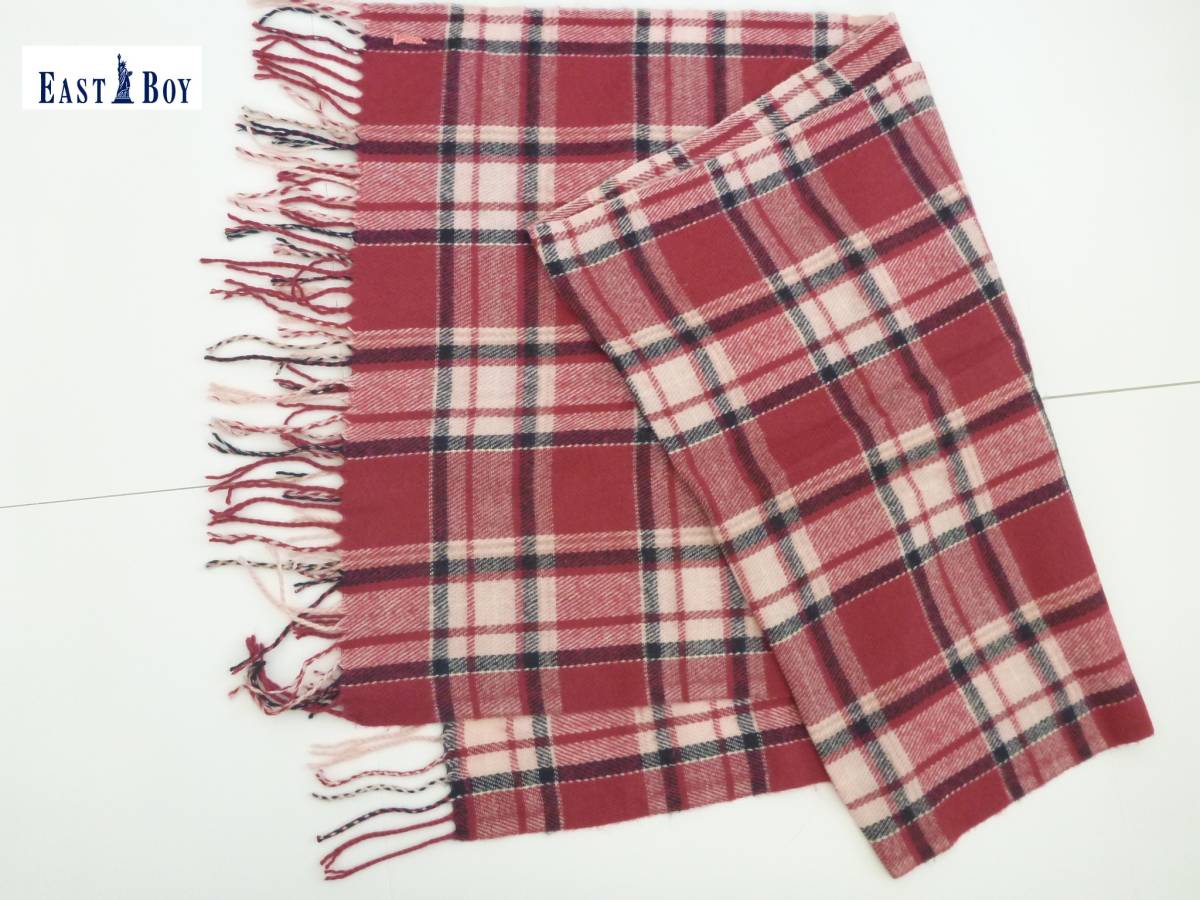 美品 EASTBOY|イーストボーイ ★ピンク チェック柄 大判ストール 拍卖