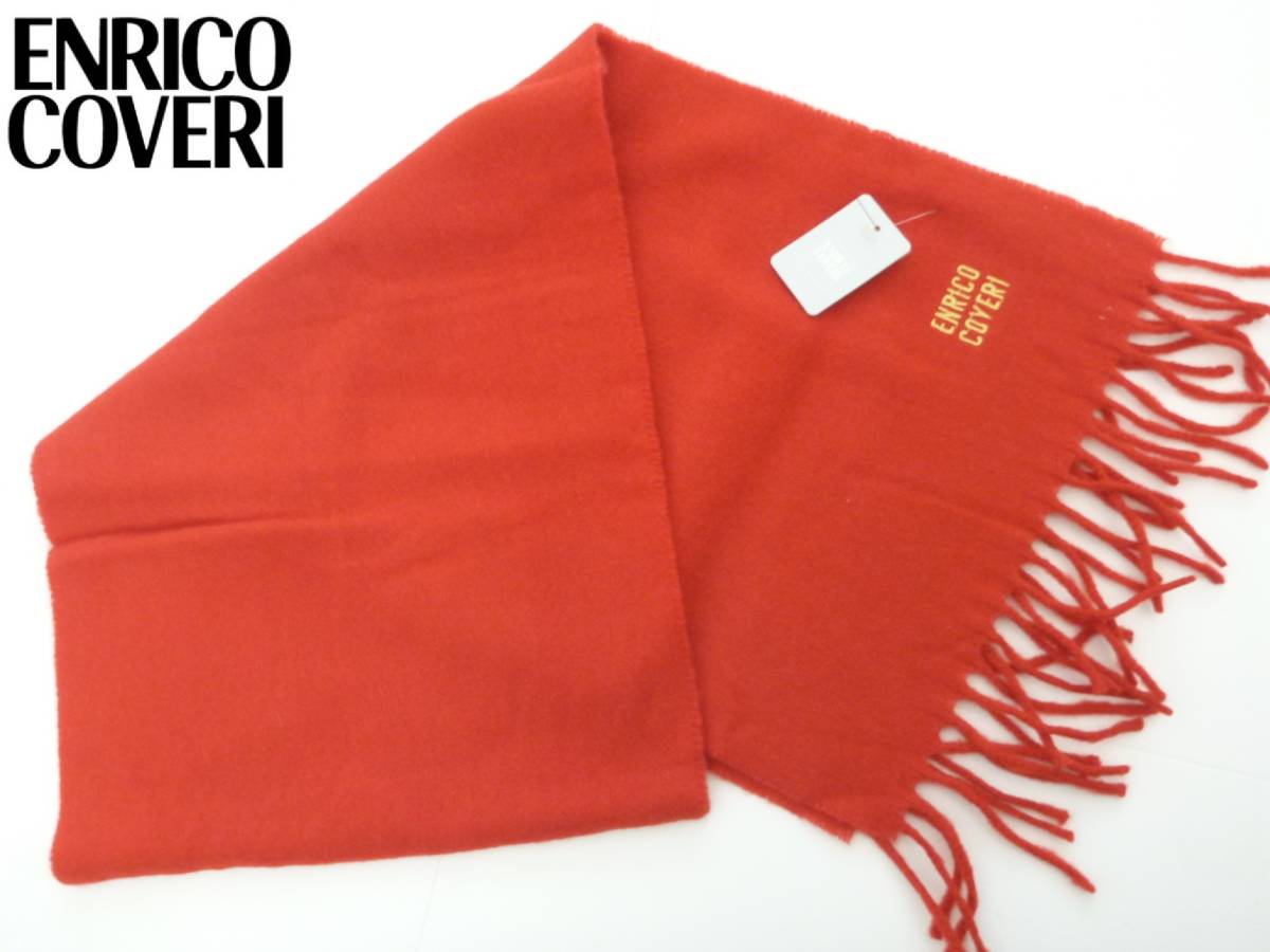 新品 ENRICOENRICO COVERI(エンリココベリ) ★ 赤 レッド ウール100 マフラー レディース拍卖