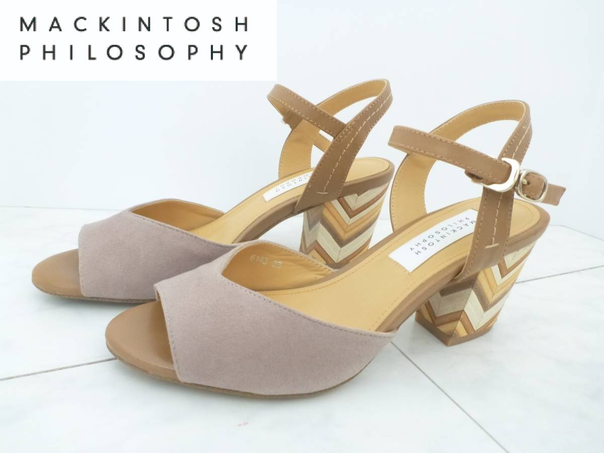 2万 美品 MACKINTOSH PHILOSOPHY マッキントッシュフィロソフィー ★ベージュ ヒールデザイン サンダル 23拍卖