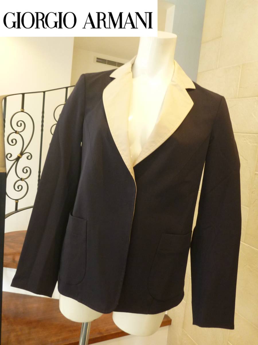 GIORGIO ARMANI ジョルジオアルマーニ ★紺×ベージュ リバーシブル ジャケット 40 M相当拍卖