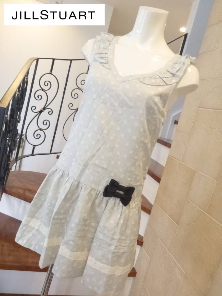 2.5万 超美品 ジルスチュアート JILLSTUART ★水色×白×黒リボン ワンピース S拍卖