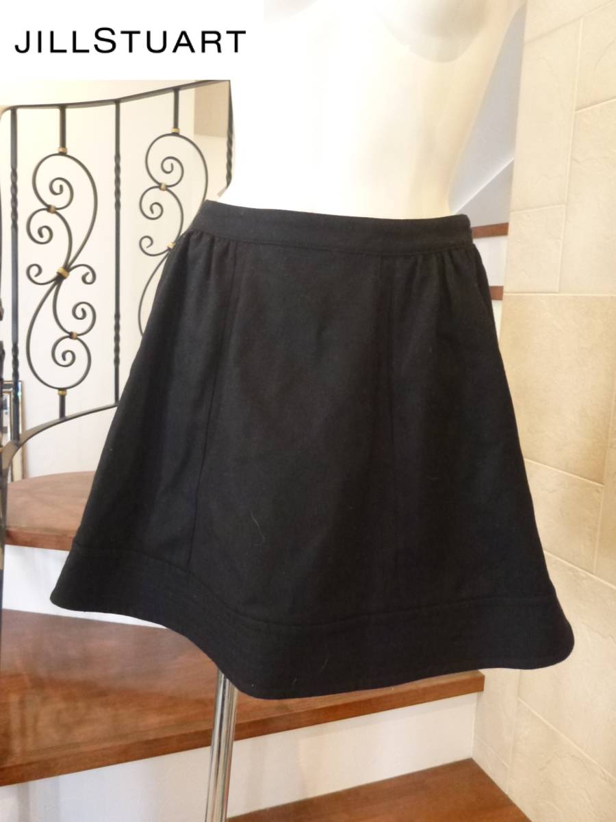 美品 ジルスチュアート JILLSTUART★ 黒 ブラック ウール スカート 2 S相当拍卖