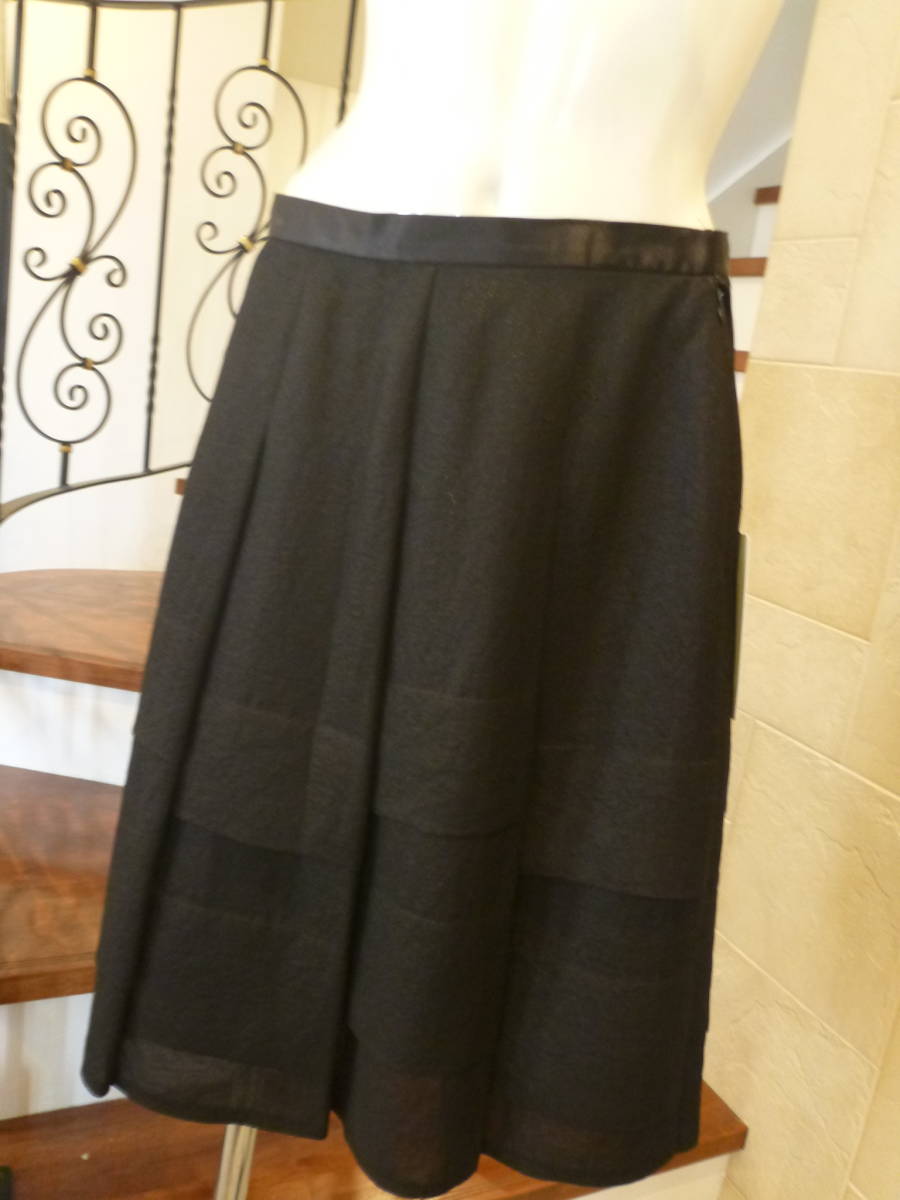 1.2万 新品 parlmasel パールマシェール★黒 日本製 スカート 42 L相当拍卖