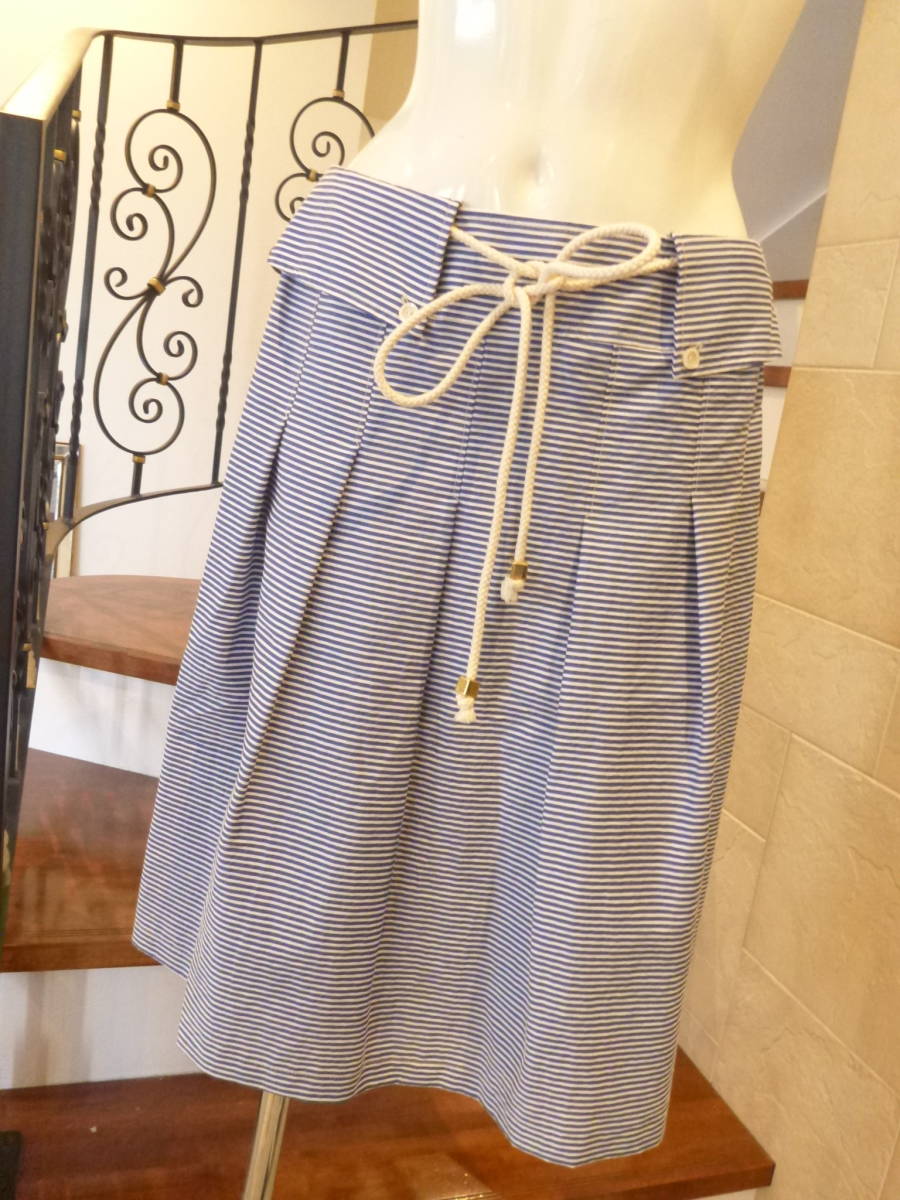 1.2万 新品 RubyQueen ルビークイーン ★ 青×白 マリン系 スカート 42 L相当拍卖