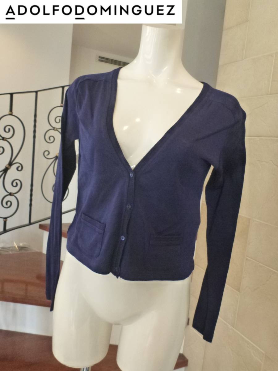 超美品 アドルフォドミンゲス(ADOLFO DOMINGUEZ)★紺 ネイビー カーディガン 38 S相当拍卖