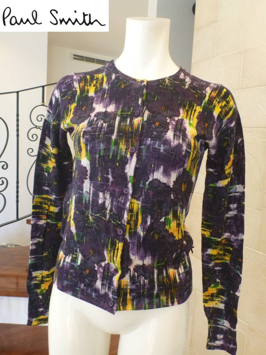 2.5万 超美品 ブラックレーベル ポールスミス ★ 紫×黄色×黄緑×他 カーディガン M拍卖