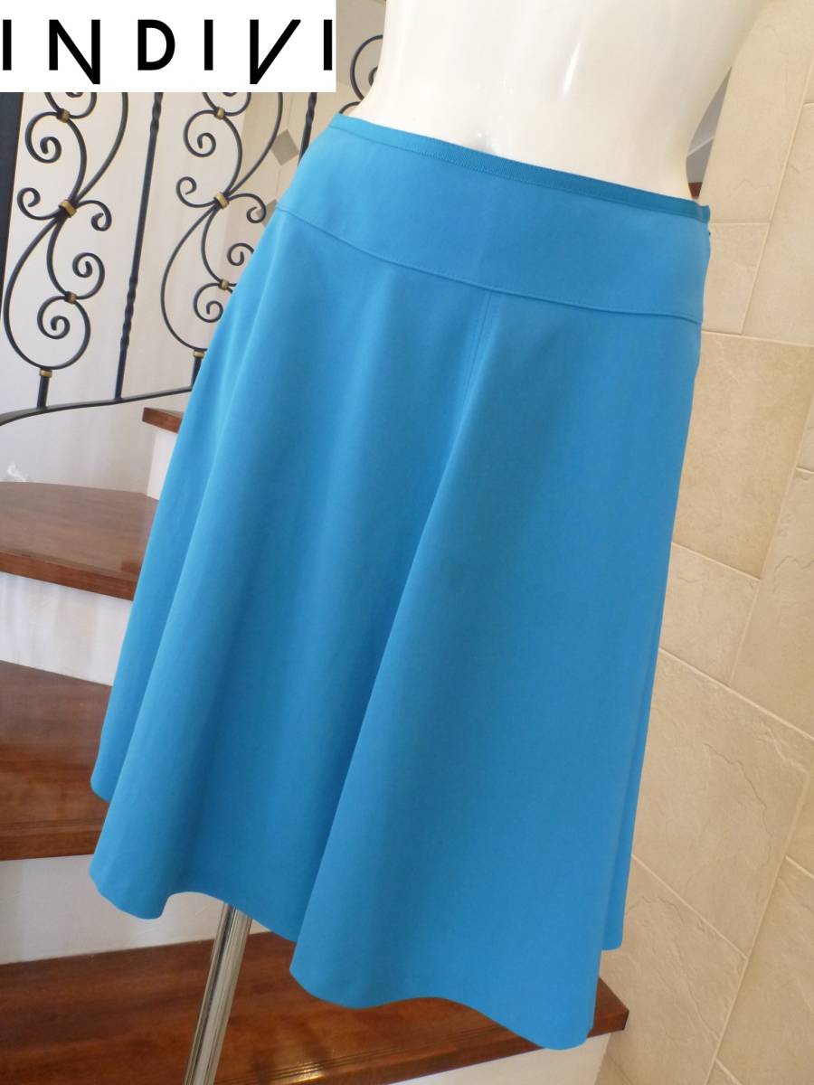 1.5万 INDIVI インディヴィ インディビ ★ スカイブルー フレアスカート 36 S相当拍卖