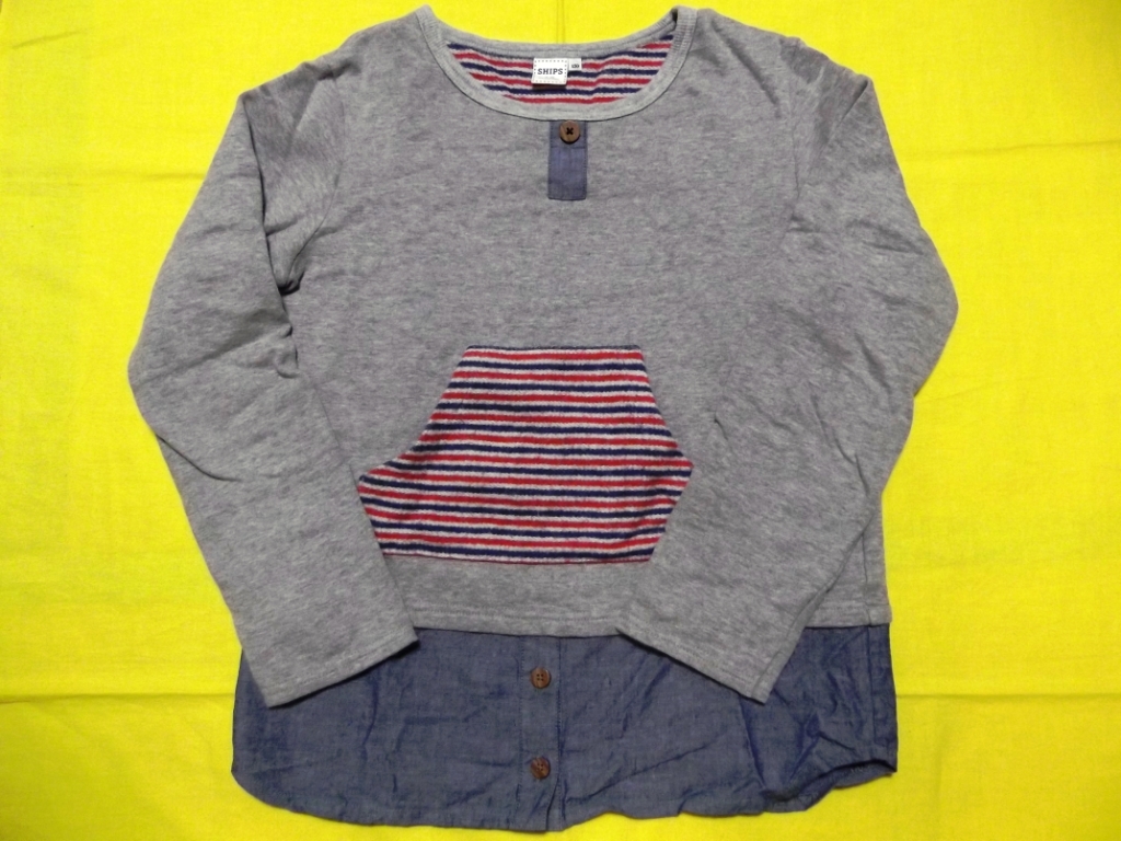 ●美品 シップス SHIPS カットソー 長袖 シャツ グレー 150 日本製拍卖
