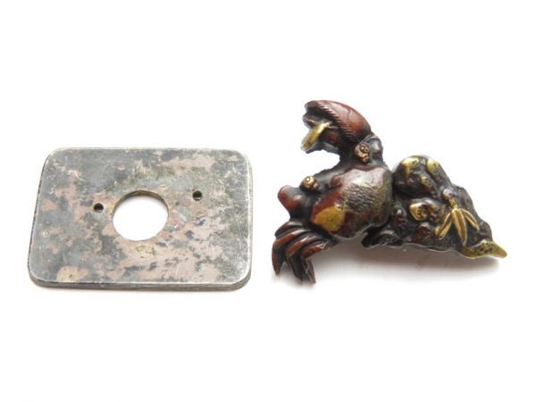 【2420】刀装具 江戸~ オリジナル 鐵製 蟹 金具 5g(初品・買取品)拍卖