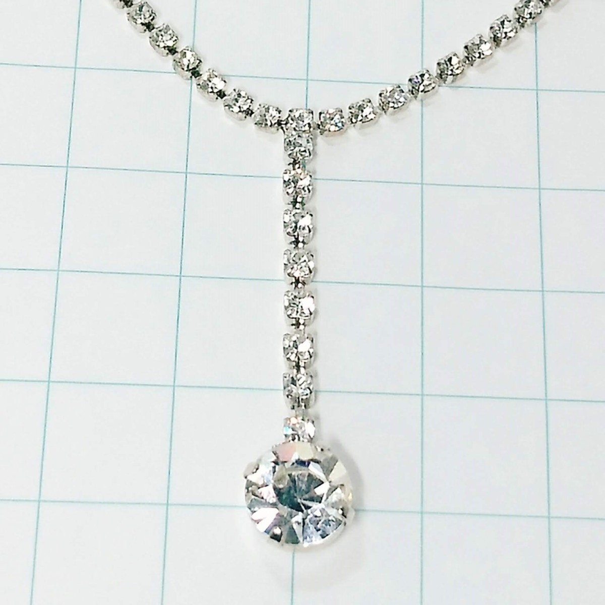 送料無料)ビンテージ☆クリアラインストーン☆チェーン 約40cm☆アンティークネックレス A05139拍卖