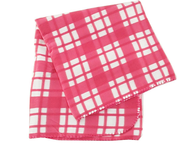 フリースブランケット オフィス リビング 車内 幅90x120cm チェック柄 ピンク拍卖