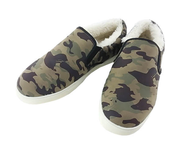 スリッポン フェイクファー 3L 25.0cm 4E カモフラージュ柄 秋冬拍卖