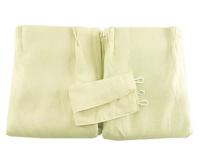 ドレープカーテン 3級遮光 裏地付き ワッフル生地 2枚 幅100x200cm アイボリー系拍卖