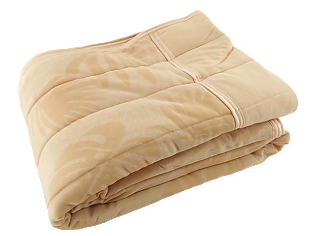 キルトケット ひんやり コットン 接触冷感素材 ニット編み ハーフ 140x100cm リーフ柄 ベージュ 夏拍卖