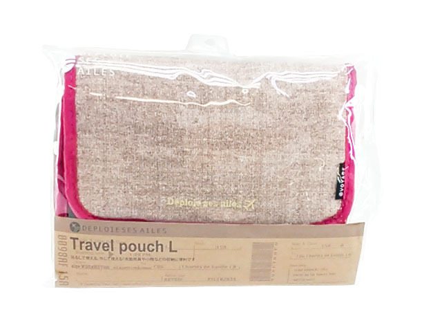 トラベルポーチ 吊るして使える 3つ折りタイプ 25x57cm ドット柄 ベージュ系拍卖